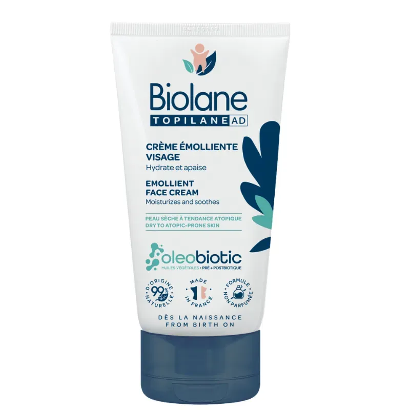 Biolane Topilane AD crème émolliente visage 50ml – peau sèche atopique bébé et adulte