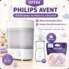 Avent Stérilisateur Electrique à Vapeur 3en1 = Biberon Verre Natural 240ml + Sucettes Ultra Soft 0-6M Offertes