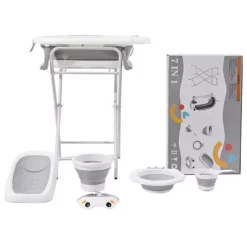 Baignoire Bébé 7 en 1 avec Support Pliable et Thermomètre Intégré