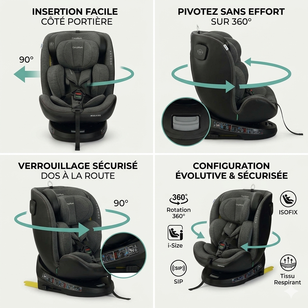 siège auto isofix rotatif