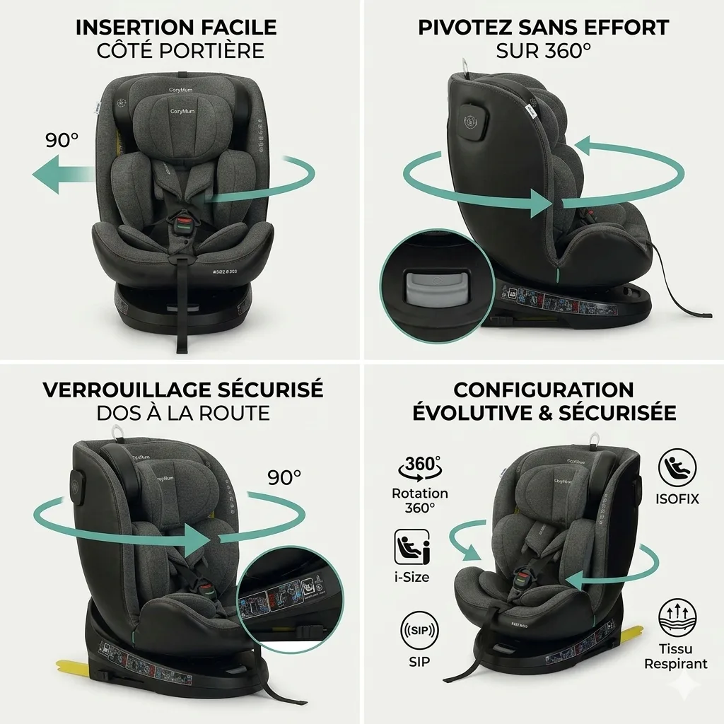 siège auto isofix rotatif