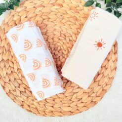 Lot de 2 Langes en Mousseline de Coton Triple Couche