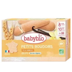Babybio Petits Boudoirs Bio Vanille Bourbon Dès 8 Mois 120g – Sans Huile de Palme, Fabriqué en France