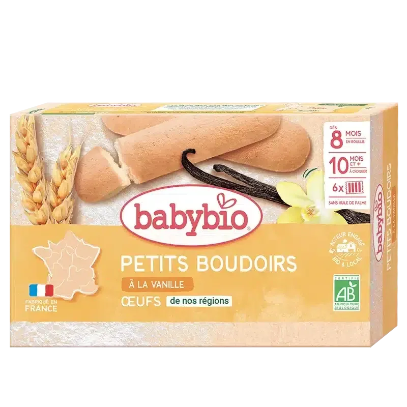 Babybio Petits Boudoirs Bio Vanille Bourbon Dès 8 Mois 120g – Sans Huile de Palme, Fabriqué en France