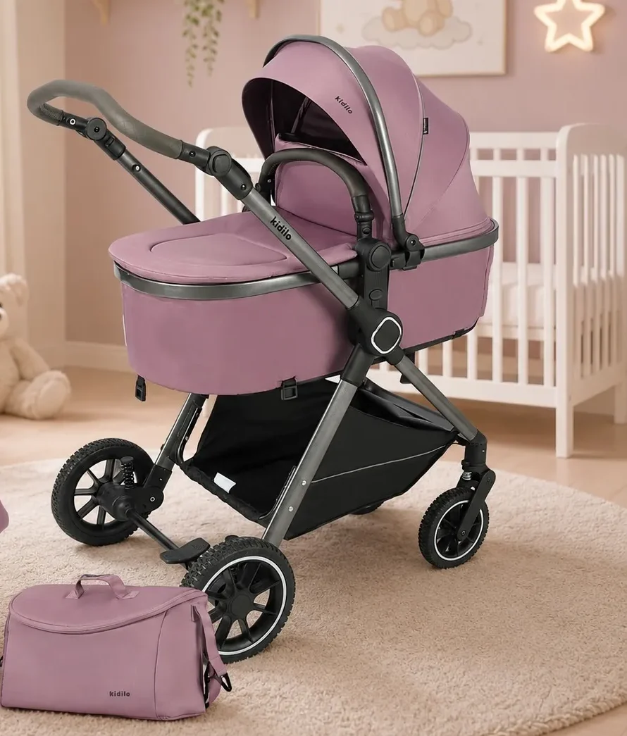 Kidilo poussette réversible siège face parents ou face route avec sac assorti