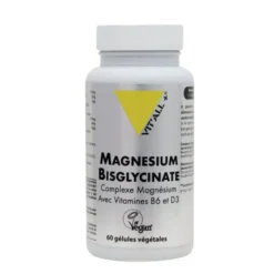 Vitall+ Magnésium Bisglycinate Vitamine B6 D3 60 gélules végétales anti-fatigue