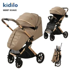 Poussette réversible compacte 6600F avec couvre-jambes – Kidilo marron