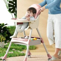 Chaise Haute Pliable avec roulettes 3en1 - Cozymum