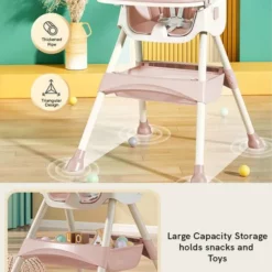 Chaise Haute Pliable avec roulettes 3en1 - Cozymum