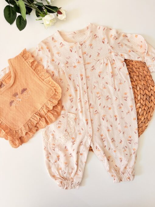 Grenouillère soft+ Bavoir Détachable - Coton Doux & Respirant