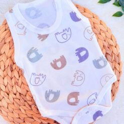 Body Bébé Coton 100% Ultra Doux Câlin et Confort - motif éléphant