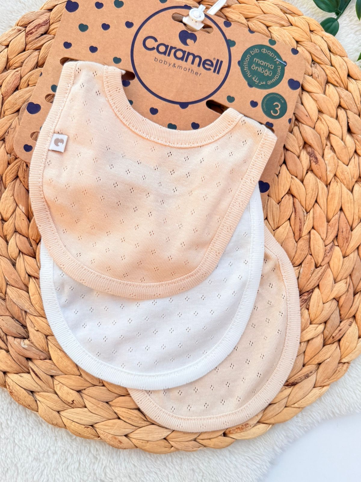 Lot de 3 Bavoirs en Coton Biorganic 100% Pur - Caramell