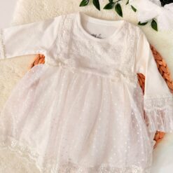 Robe fillette en tulle féerique Broderie Anglaise blanche