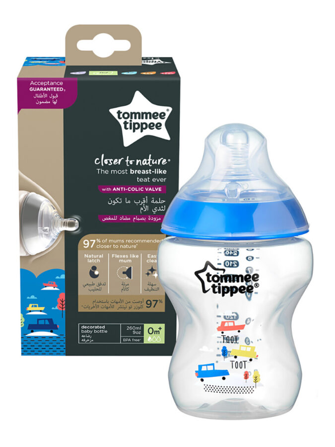 Biberon 260ml Bleu Closer To Nature - Tommee Tippee - Allobebe Maroc