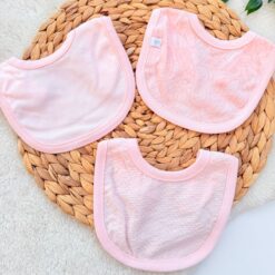 Lot de 3 Bavoirs roses en Coton Biorganic 100% Pur - Caramell