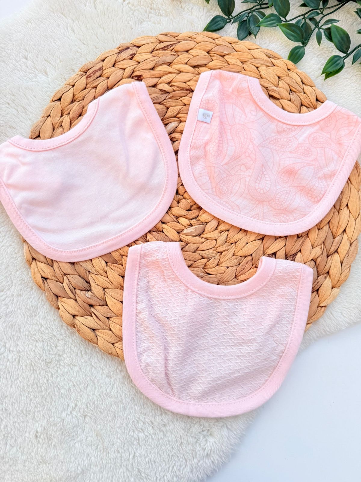 Lot de 3 Bavoirs roses en Coton Biorganic 100% Pur - Caramell