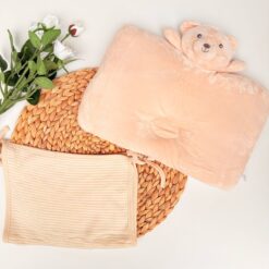 Coussin oreiller peluche bébé avec taie assortie