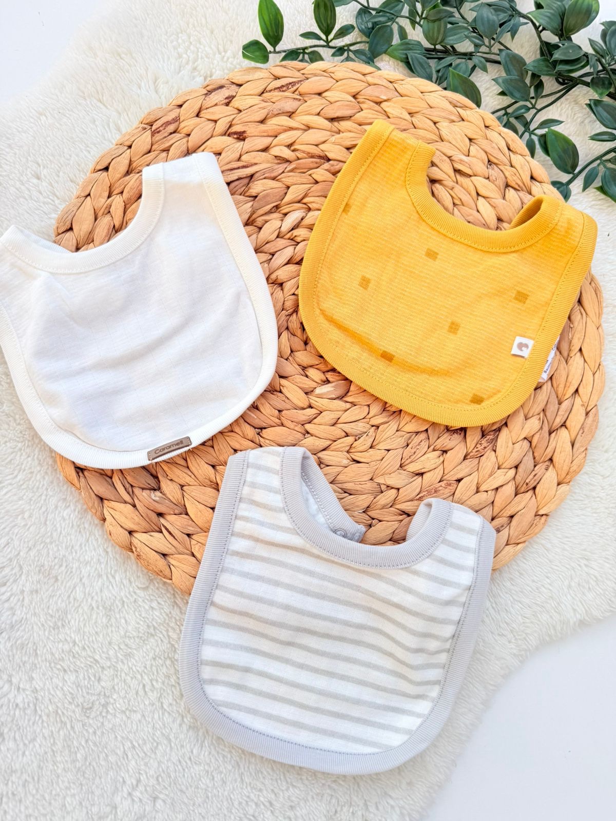 Lot de 3 Bavoirs en Coton Biorganic100% Pur - Caramell