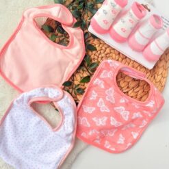 Pack Accessoires Tendresse - 3 Bavoirs bébé & 2 Paires de Chaussettes