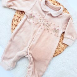 grenouillère brodée velours