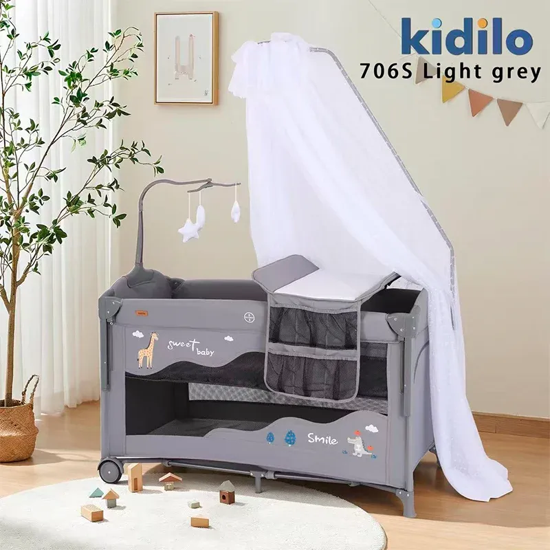 Lit parapluie cododo Kidilo T-706S – table à langer amovible et pochettes rangement
