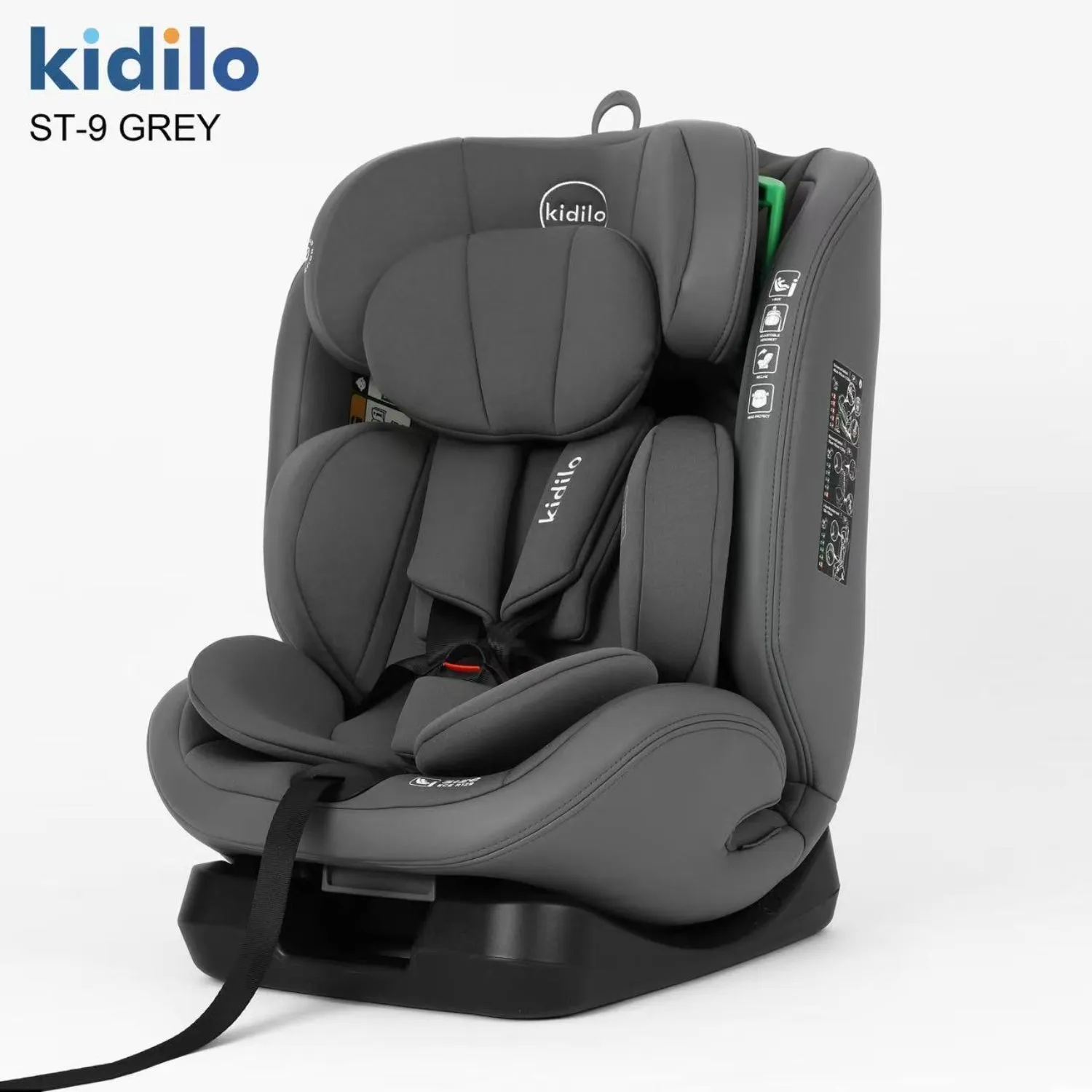 Kidilo ST-9 Siège Auto Évolutif i-Size Toutes Étapes – Naissance à 12 ans gris