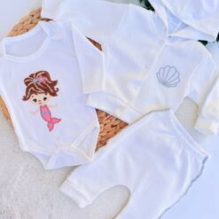 Jogging bébé 3 Pcs "Petite Sirène" - Confort et douceur en Coton Brodé
