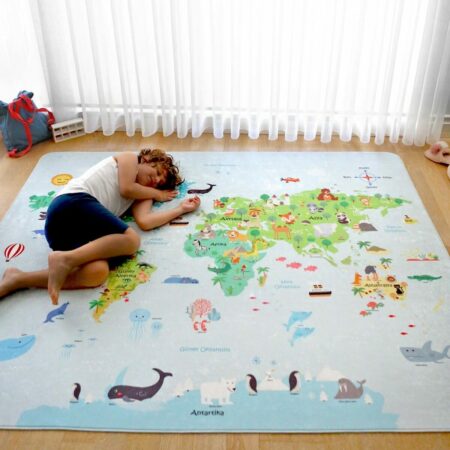 tapis avec motif de Carte du monde pour chambre enfant
