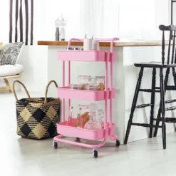 Chariot de rangement rose