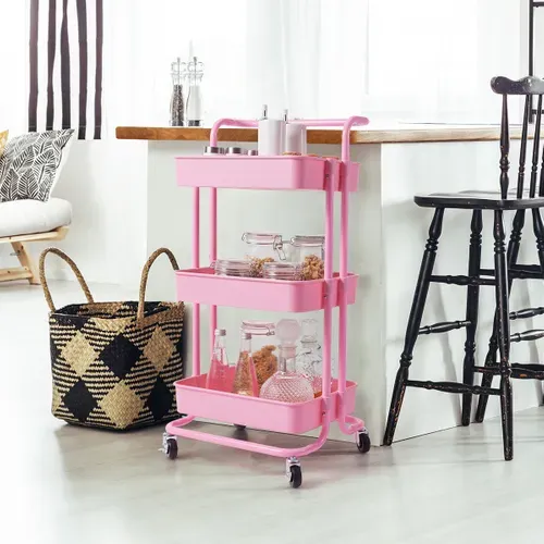 Chariot de rangement rose
