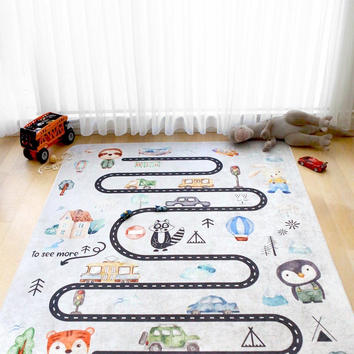 Tapis De Jeu Voiture Enfants 40x60 Cm - Carte De Ville, Antidérapant, Lavable - Pour Chambre Et Salle De Jeu