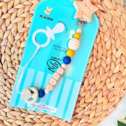 Attache-Sucette en Bois Naturel - Hygiénique, Sans BPA et Design Ludique