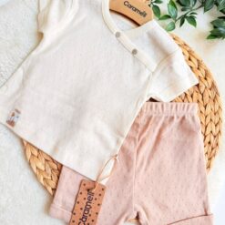 Ensemble Bébé T-shirt Short en Coton Organique - Caramell