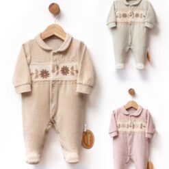 Grenouillère Fille Broderie Délicate - Douceur et Élégance en Coton Pur