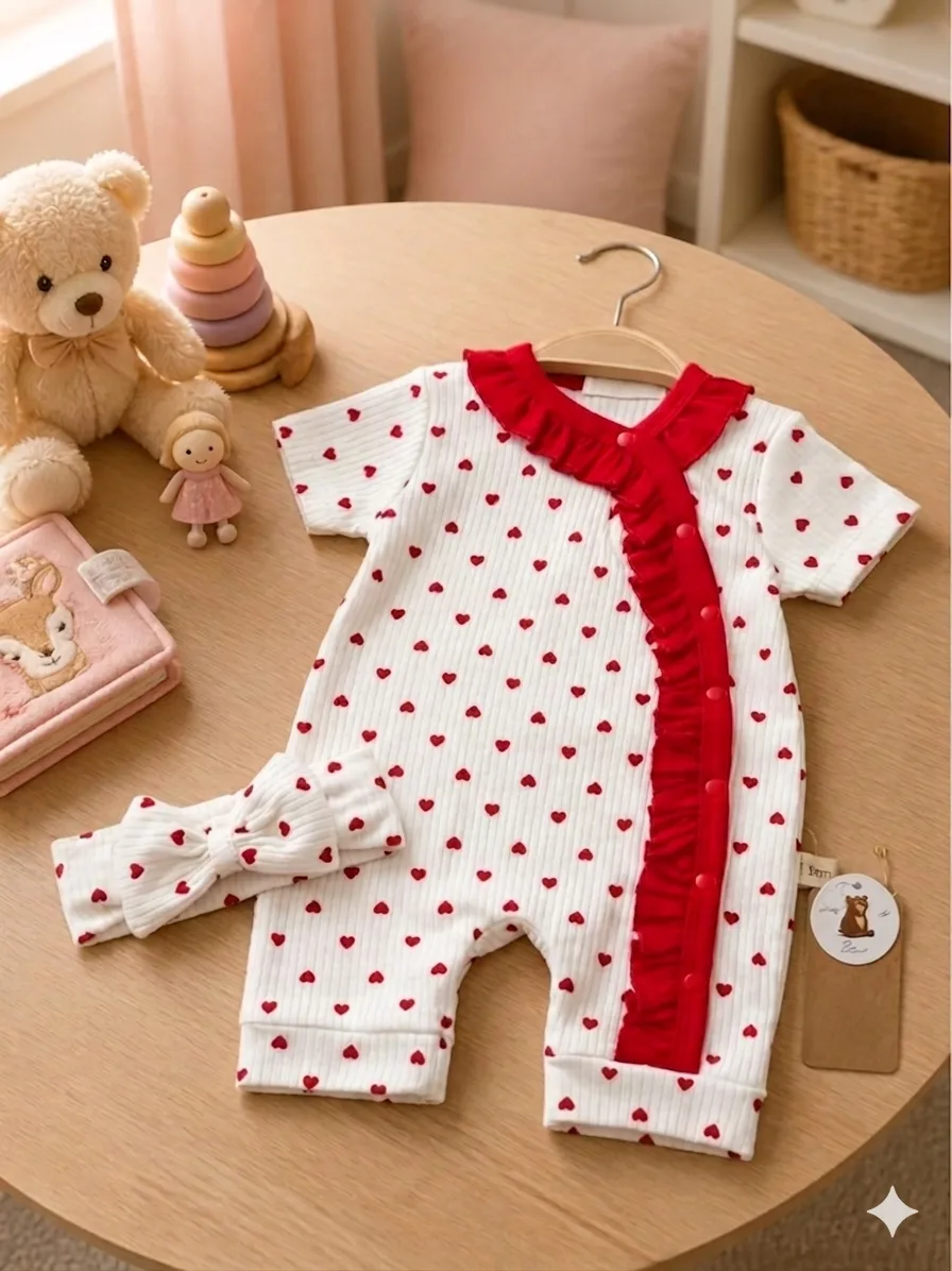 barboteuse bébé fille cœurs – douceur