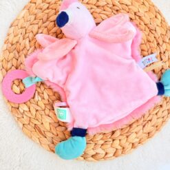 Marionnette Doudou Flamant Rose et Anneau de Dentition