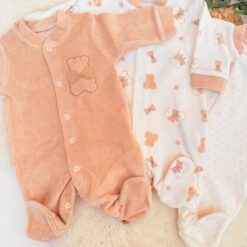 Lot 3 Grenouillères 0-3mois Velours & Coton – Douceur & Chaleur