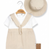 Barboteuse Garcon Élégante avec Chapeau Assorti – 100% Coton Pur