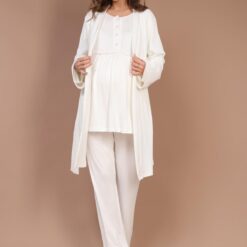 Pyjama de grossesse et d’allaitement détails en rose – Confort et respirabilité