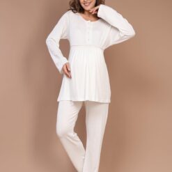 Pyjama de grossesse et d’allaitement détails en rose – Confort et respirabilité