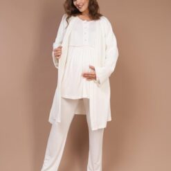 Pyjama de grossesse et d’allaitement détails en rose – Confort et respirabilité