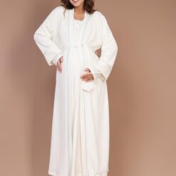 Ensemble pyjama et peignoir respirants details bleu - Douceur et confort pour les mamans