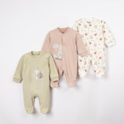 Lot de 3 Grenouillères Tissu Douceur 100% Coton - Premium Soft