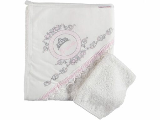Cape de bain et gant princesse rose - miniworld