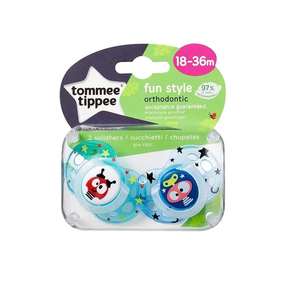 Pack de 2 sucettes Fun style 18-36 mois Bleu - Tommee Tippee