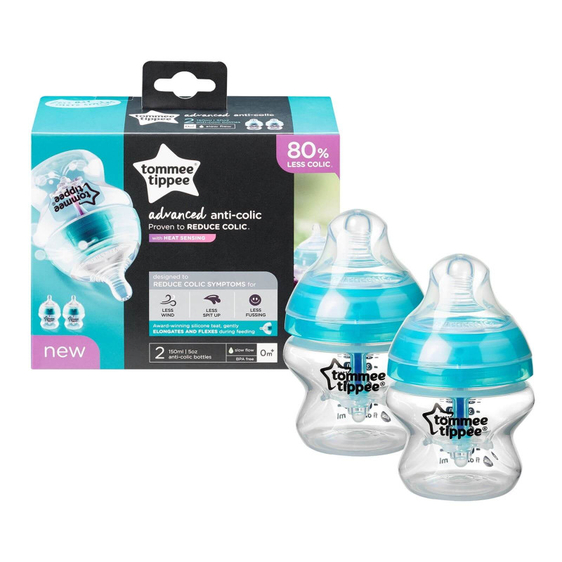 Biberons Tommee Tippee Anti-colique Avancé – Lot De 2 X 260 Ml – Tétine Forme Sein, Tube Ventilation – Stérilisation Micro-ondes