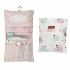 Trousse Organisateur essentiels bébé Eléphants girly - Hamur