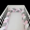 Tour de lit tressé 3 mètres - Rose & Gris & Blanc