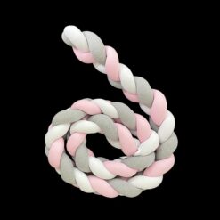 Tour de lit tressé 3 mètres - Rose & Gris & Blanc