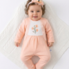 Grenouillère bébé fille brodée avec bandeau offert : coton organique